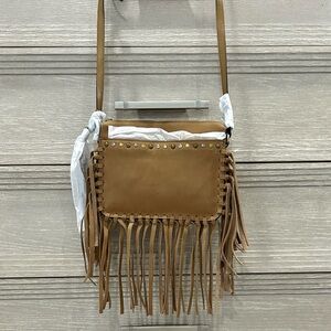 NWT Patricia Nash Nazaire Nubuck Suede Wheat Fringe Crossbody Bag